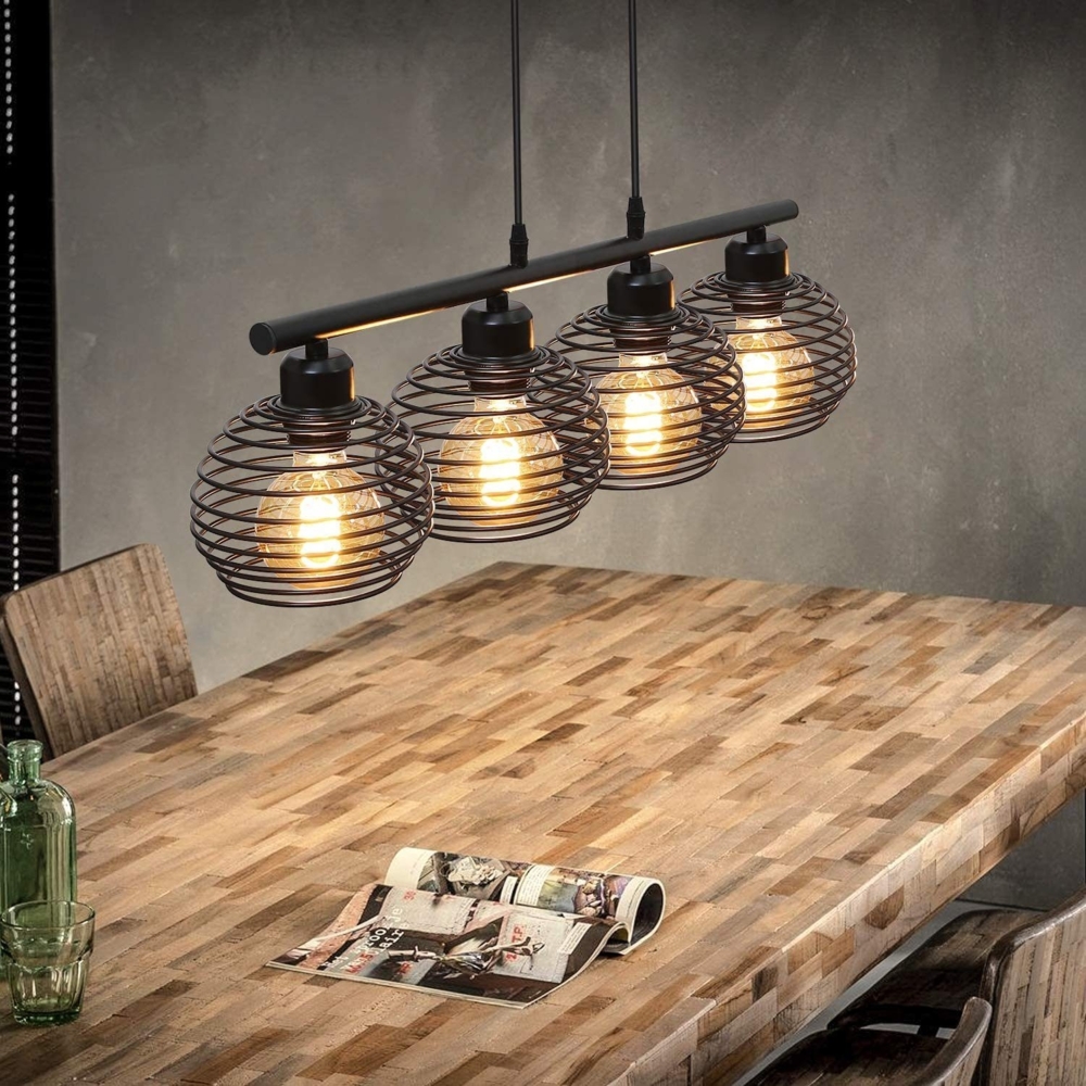 ZMH Pendelleuchte esstisch Hängelampe Schwarz: Esstischlampe Vintage Esszimmerlampe Retro E27 Hängeleuchte Küche aus Metall Industrial Pendellampe für Wohnzimmer Esszimmer - Ohne Leuchtmittel Bild 1