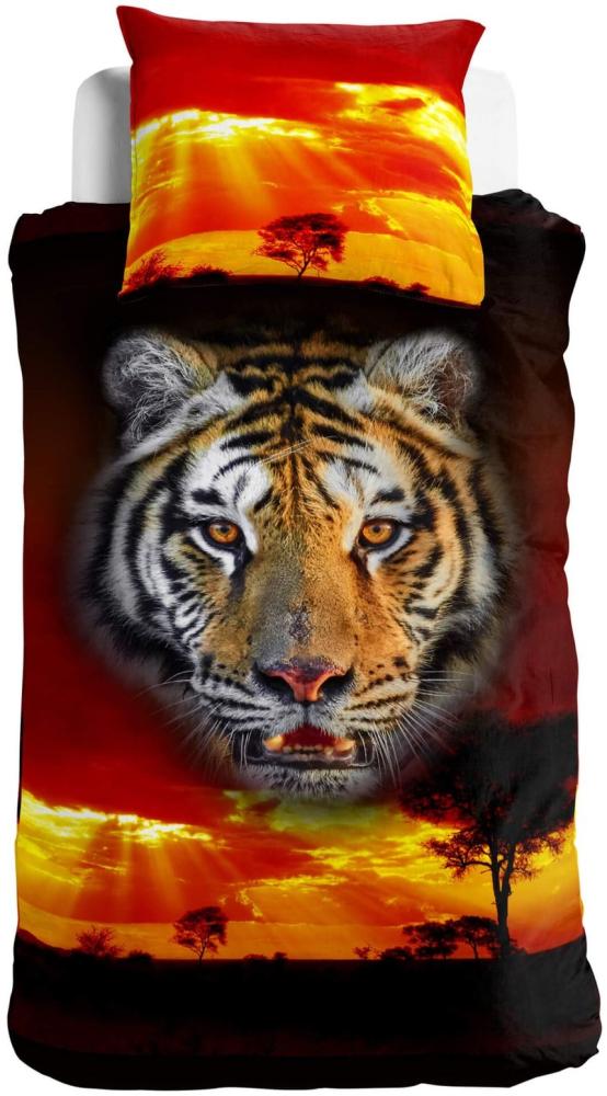 Tiger Bettwäsche Digitaldruck ESPiCO Sleep and Dream Rot Schwarz Renforcé 135 x 200 + 80 x 80 cm Bild 1