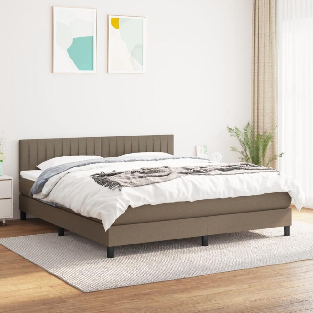 vidaXL Boxspringbett mit Matratze Taupe 180x200 cm Stoff 3140237 Bild 1