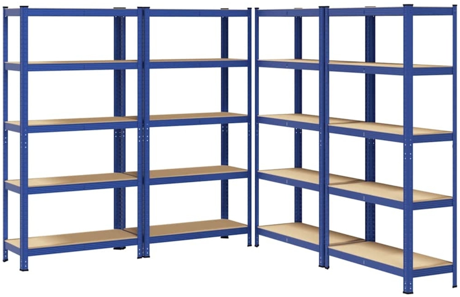 vidaXL Lagerregale mit 5 Böden 4 Stk. Blau Stahl & Holzwerkstoff 3307593 Bild 1