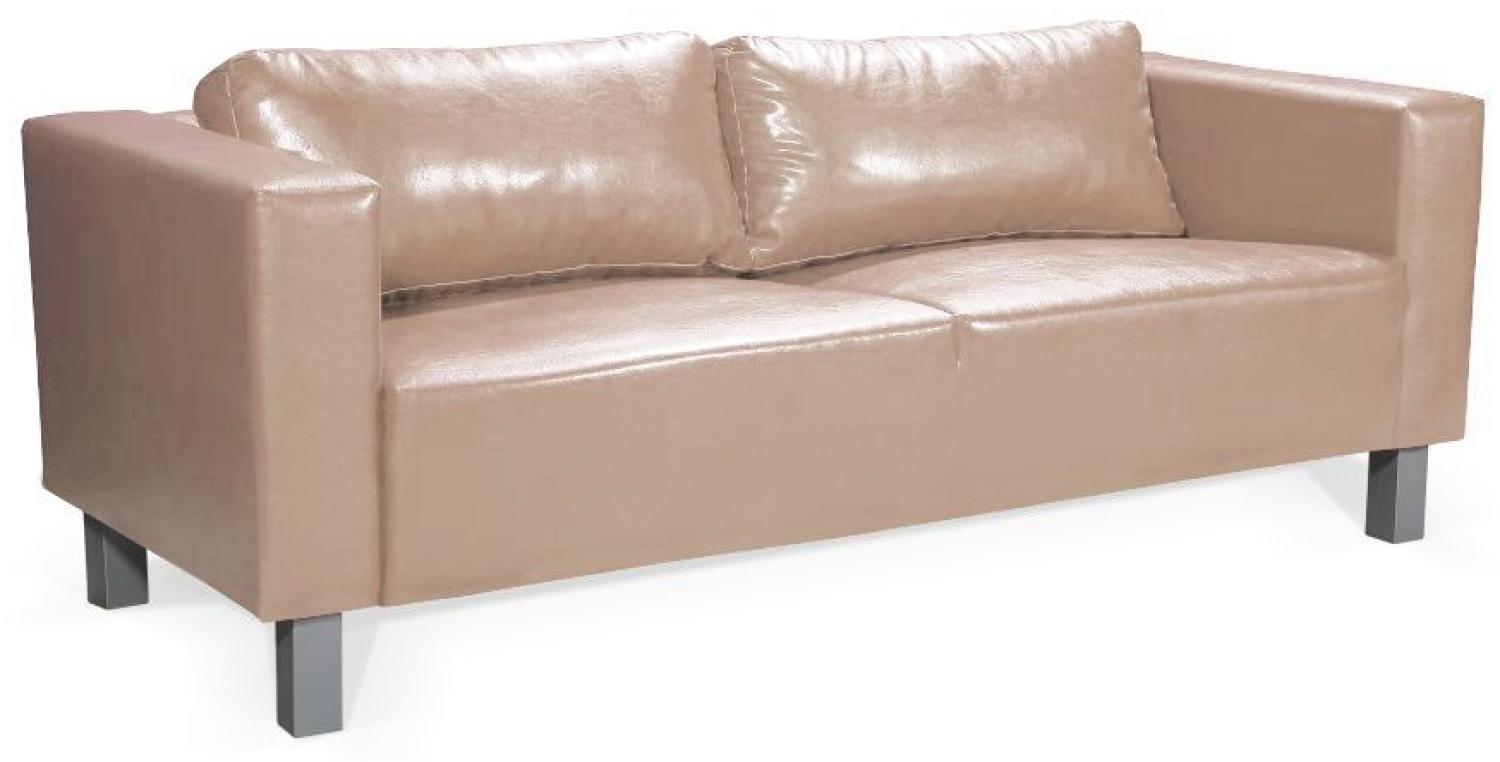 Sofa Designersofa MAILAND 3-Sitzer in Kunstleder Cappuccino Bild 1