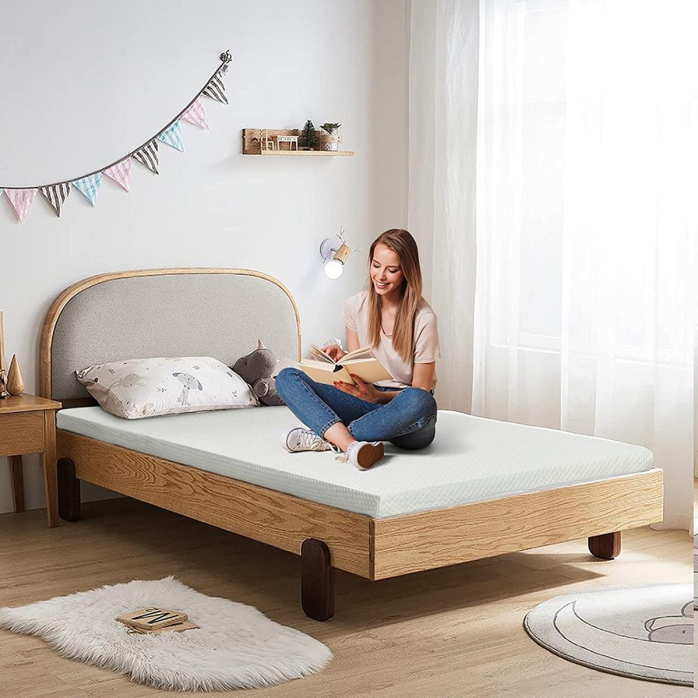 COSTWAY Kühlender Gelschaum Topper mit abnehmbarem Bezug, Matratzentopper, Matratzenschoner, Matratzenauflage für Bett, Boxspringbett und Schlafsofa (Mit HR Gel, 90x200 cm) Bild 1