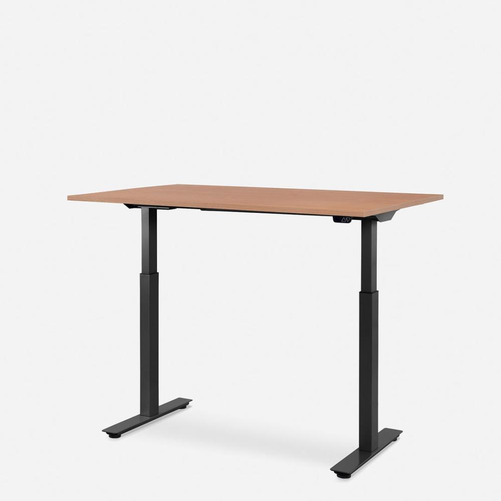 120 x 80 cm WRK21® SMART - Elmau Buche / Schwarz elektrisch höhenverstellbarer Schreibtisch Bild 1