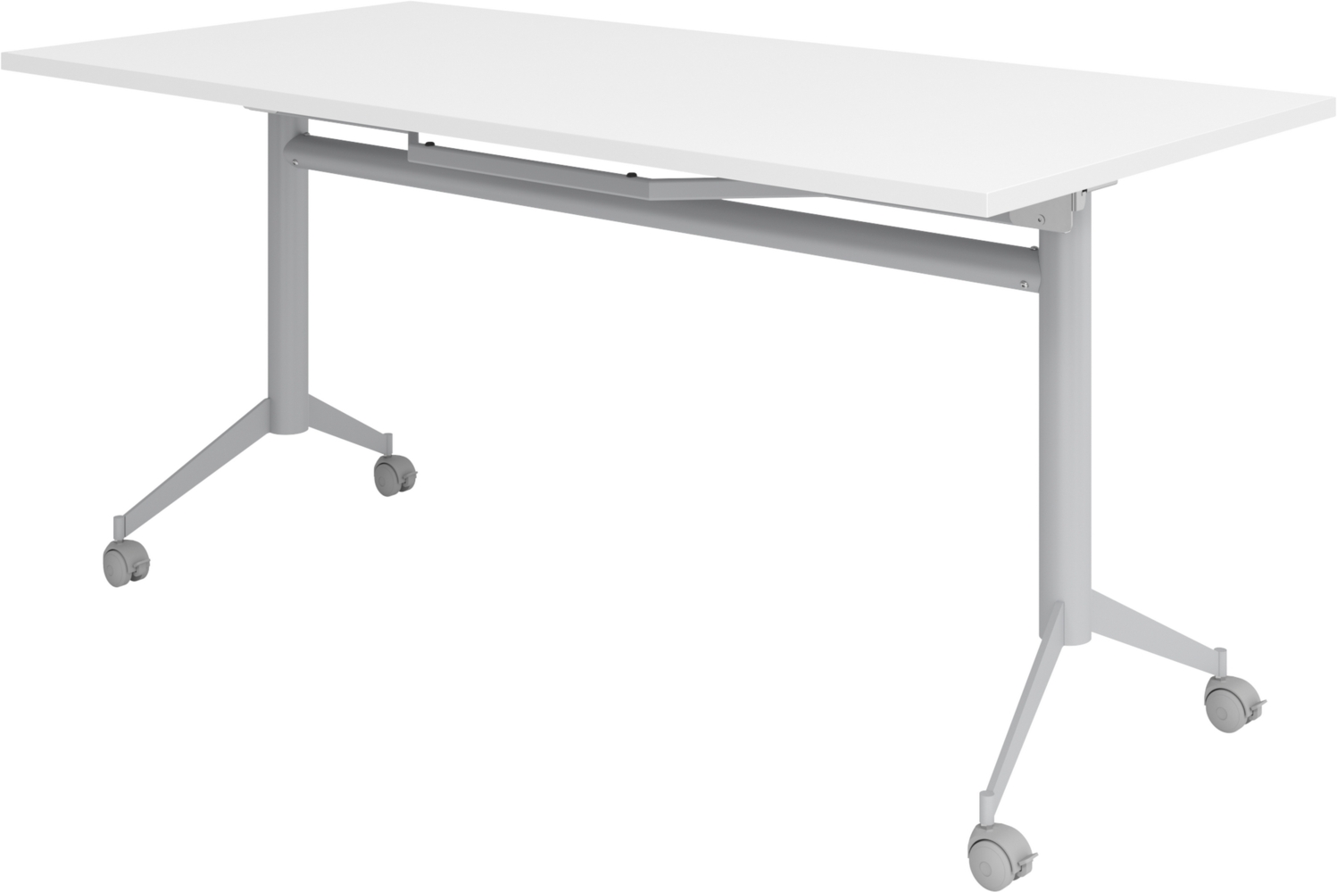 bümö Klapptisch weiß 160 x 80 cm klappbar & fahrbar, klappbarer Schreibtisch auf Rollen, Klappschreibtisch, Tisch klappbar, Klappbarer Tisch, Klapptisch Holz-Platte, Gestell stabil aus Metall, KF16-W Bild 1