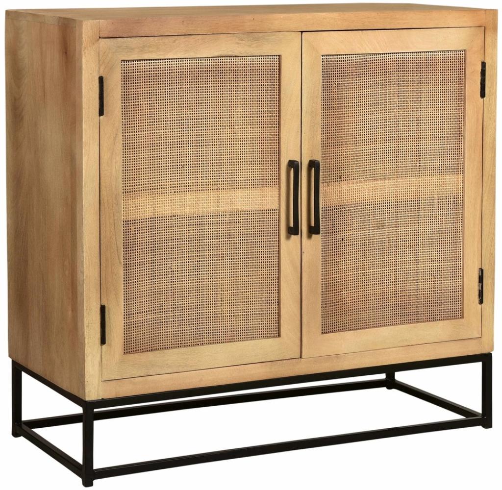 Cane Kommode 85x80 Mangoholz Rattan-Front Metallgestell 2 Türen Bild 1