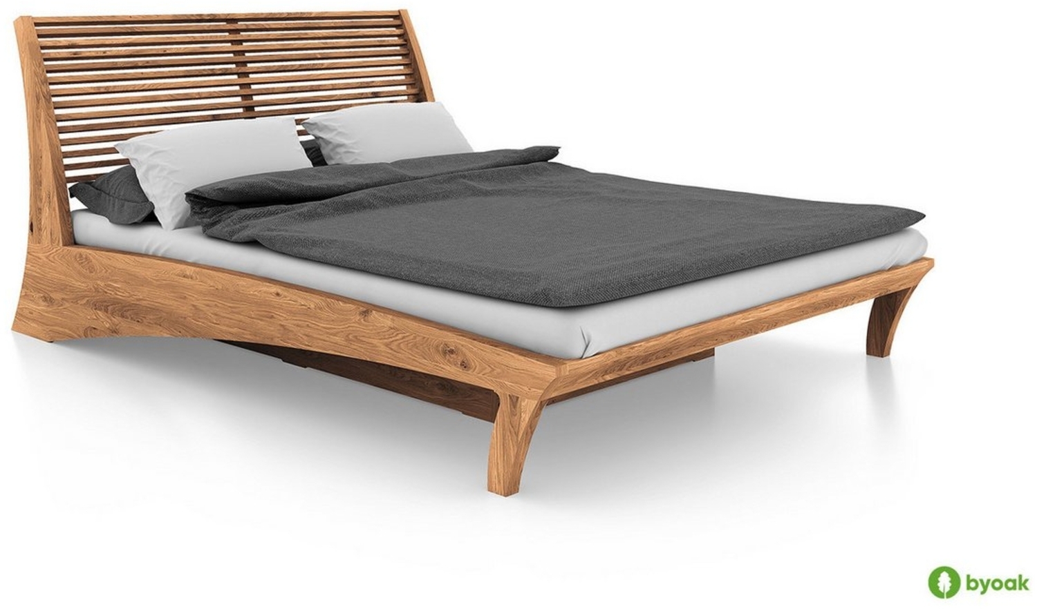 byoak Massivholzbett FANTASY mit Hubrahmen und Bettkasten, aus Wildeiche, Naturgeölt Bild 1