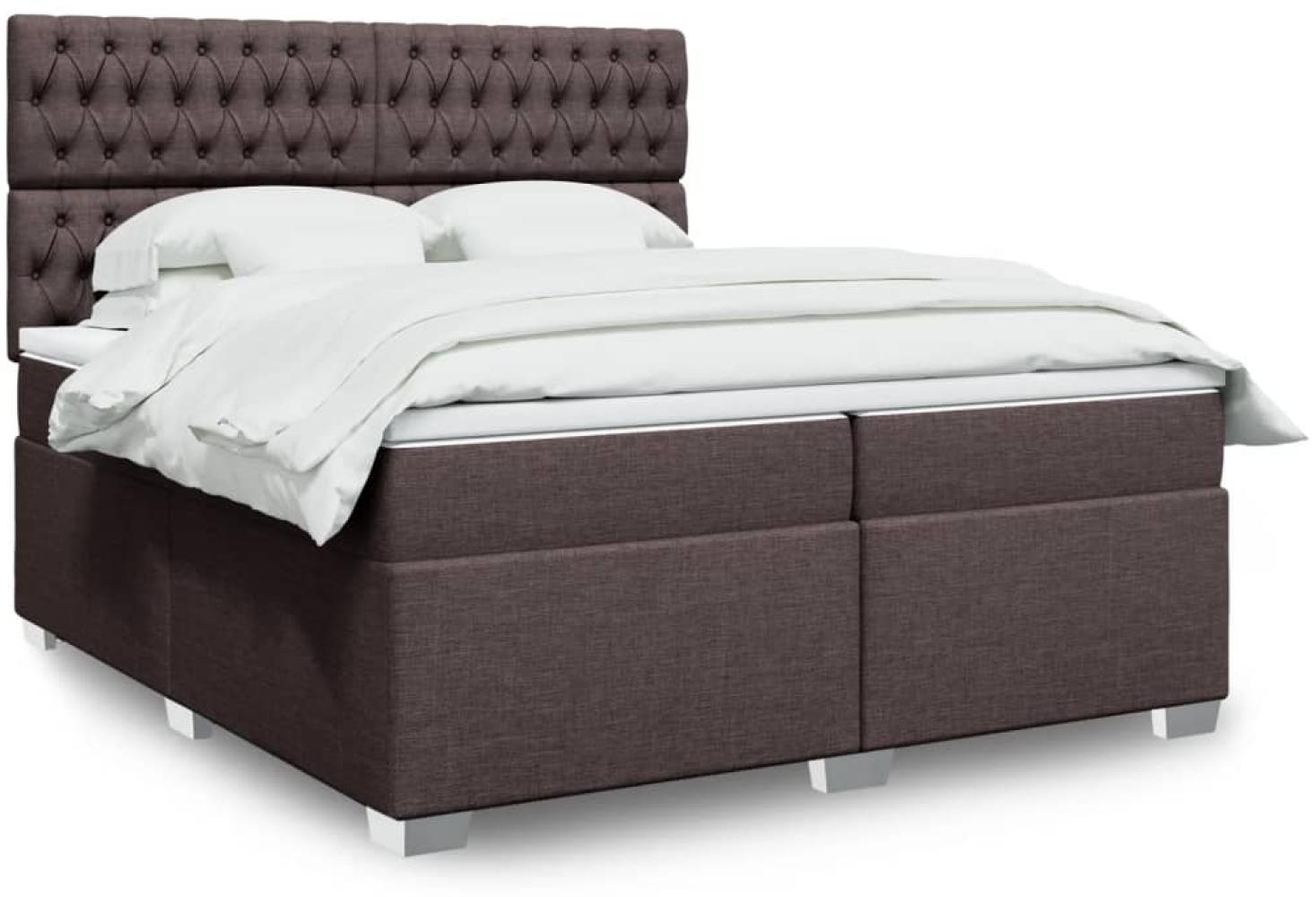 vidaXL Boxspringbett mit Matratze Dunkelbraun 200x200 cm Stoff 3292905 Bild 1