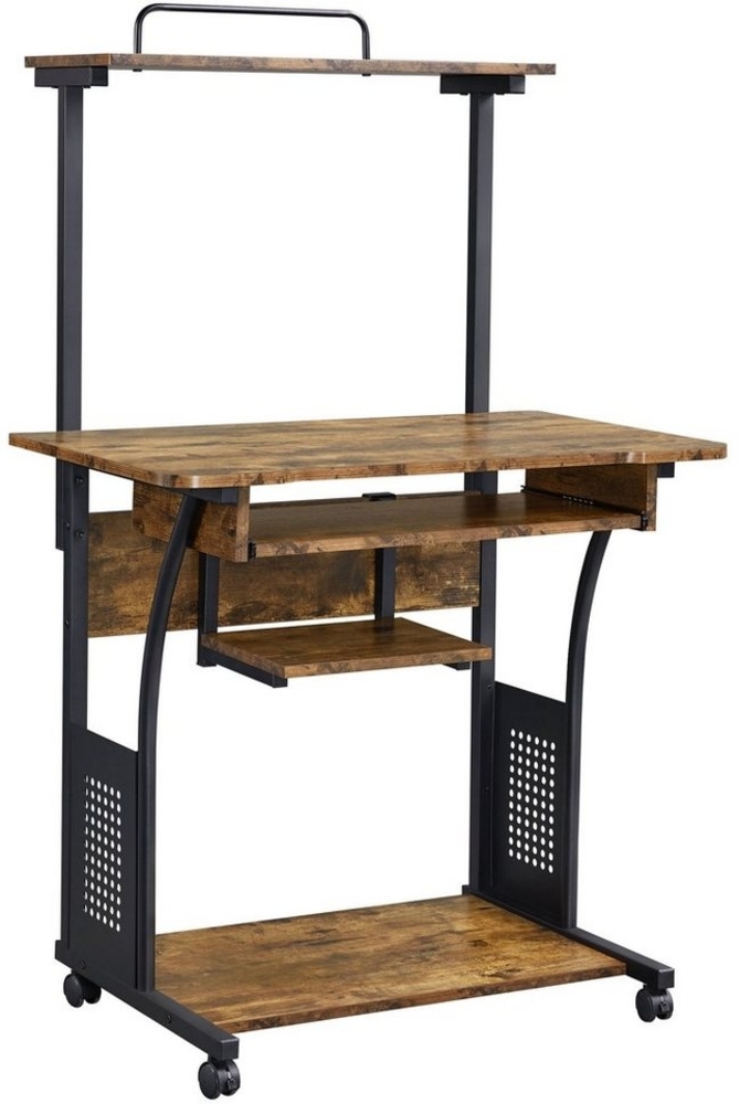 Yaheetech Schreibtisch Computertisch mit Regal & Rollen, Mehrstufiger PC-Tisch Eckschreibtisch für kleiner Raum Bild 1