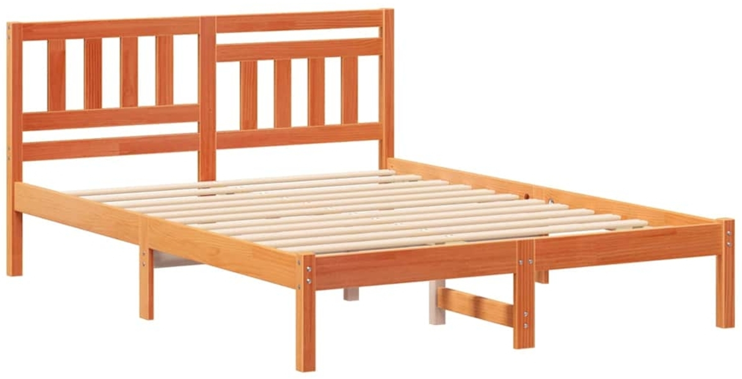 vidaXL Bettrahmen Wachsbraun 120 x 190 cm Massives Kiefernholz 872244 Bild 1