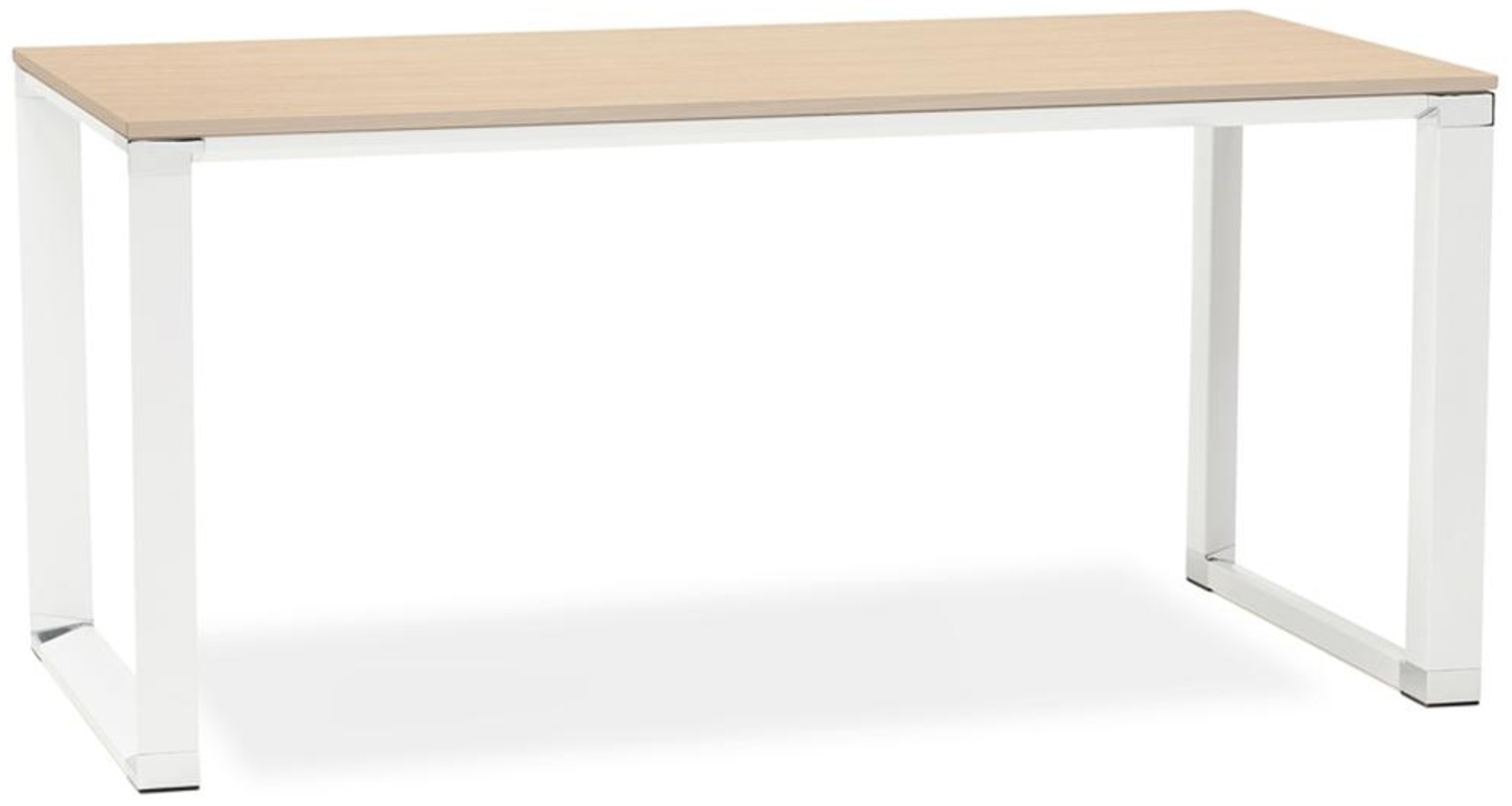 Kadima Design Computertisch | 160 x 80 x 74 cm | Geräumig Elegant Zweifarbig | Beige-Weiß | Schreibtisch im minimalistischen Stil | Melaminholz Bild 1