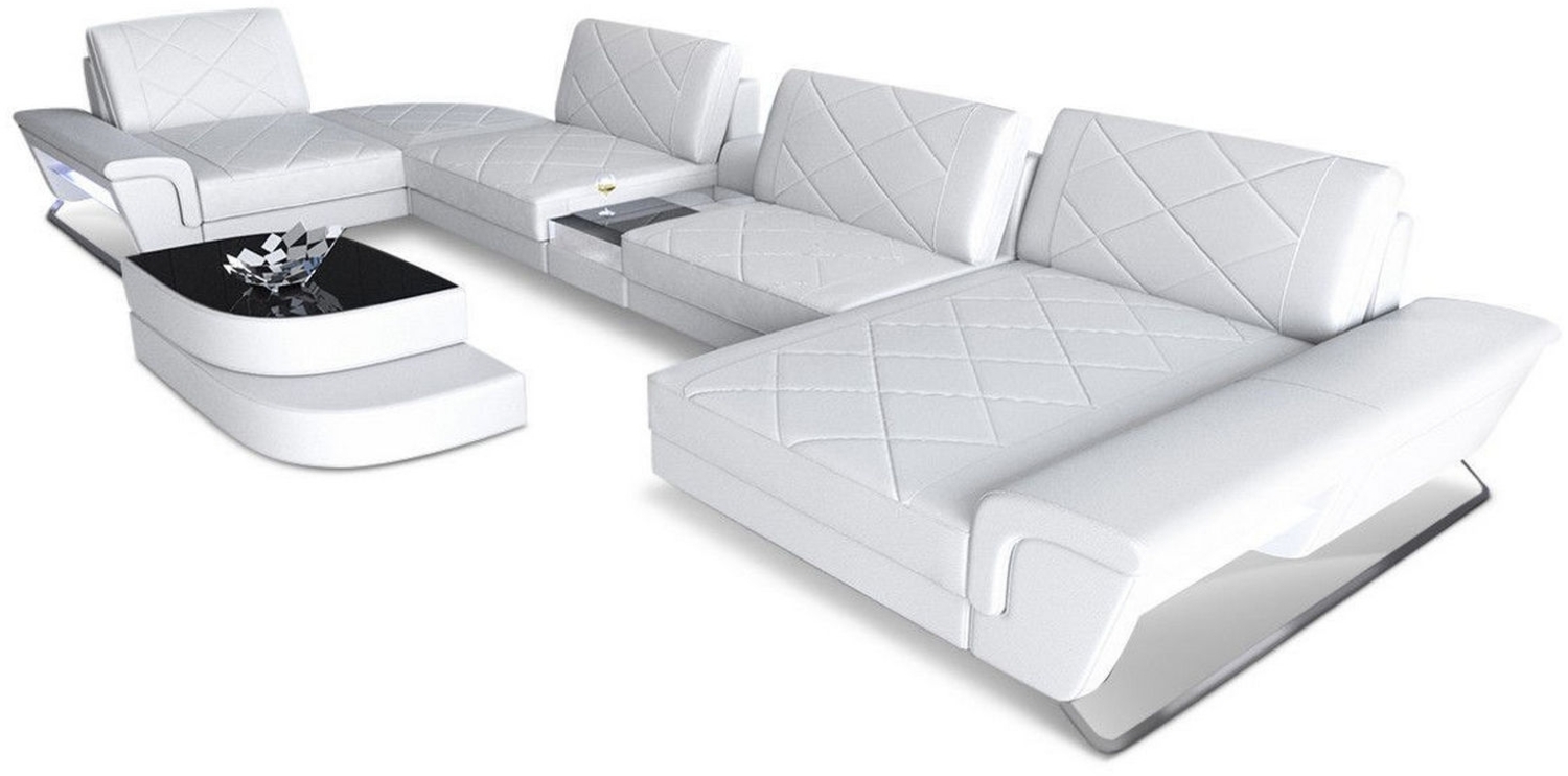 Sofa Dreams 'Bari U' Wohnlandschaft, Weiß, Büffelleder, 89 x 243 x 456 cm, Rechts Bild 1