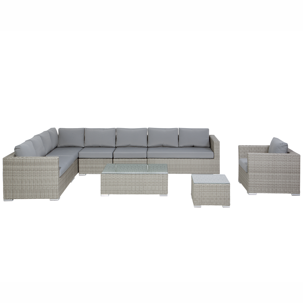 Lounge Set XXL PE Rattan Grau Universal Bild 1