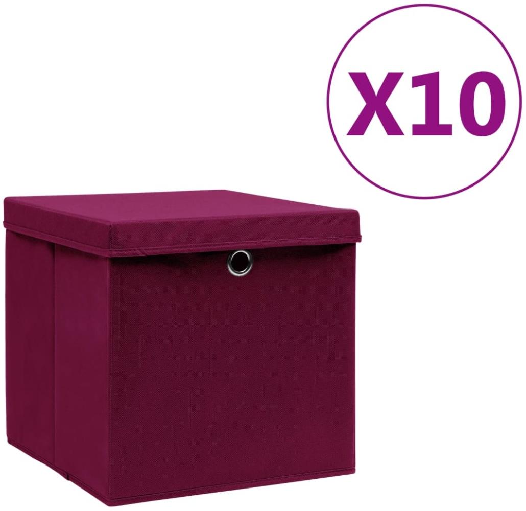 vidaXL Aufbewahrungsboxen mit Deckeln 10 Stk. 28x28x28 cm Dunkelrot 325202 Bild 1