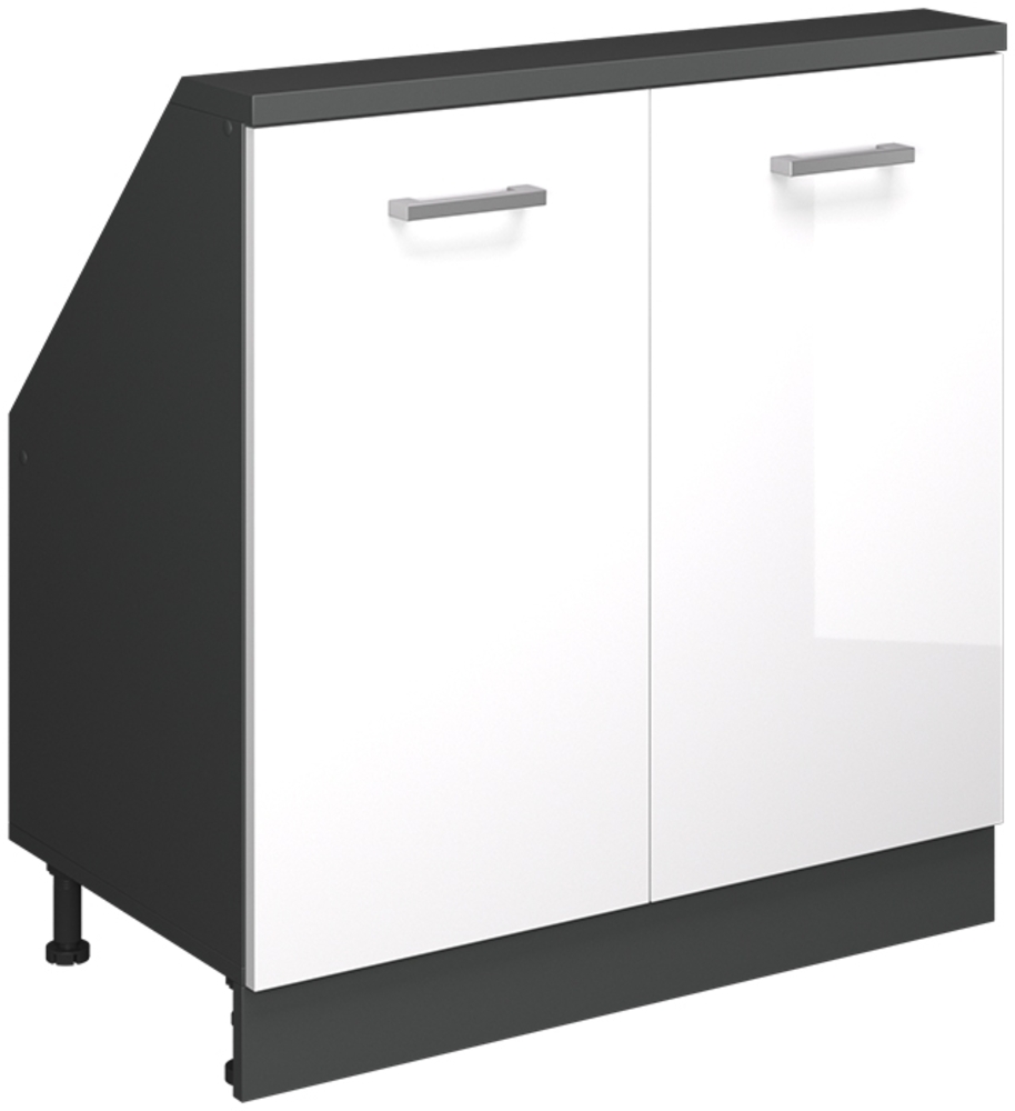 Küchenschrank für Dachschrägen R-Line Weiß Hochglanz 80 cm mit 2 Türen Vicco Bild 1