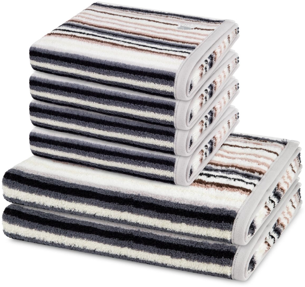 Ross Vita 6 tlg. Frottier-Set - 4 X Handtuch (50 X 100cm), 2 X Duschtuch (70 X 140cm) - 520 - Dunkelgrau / braun Bild 1
