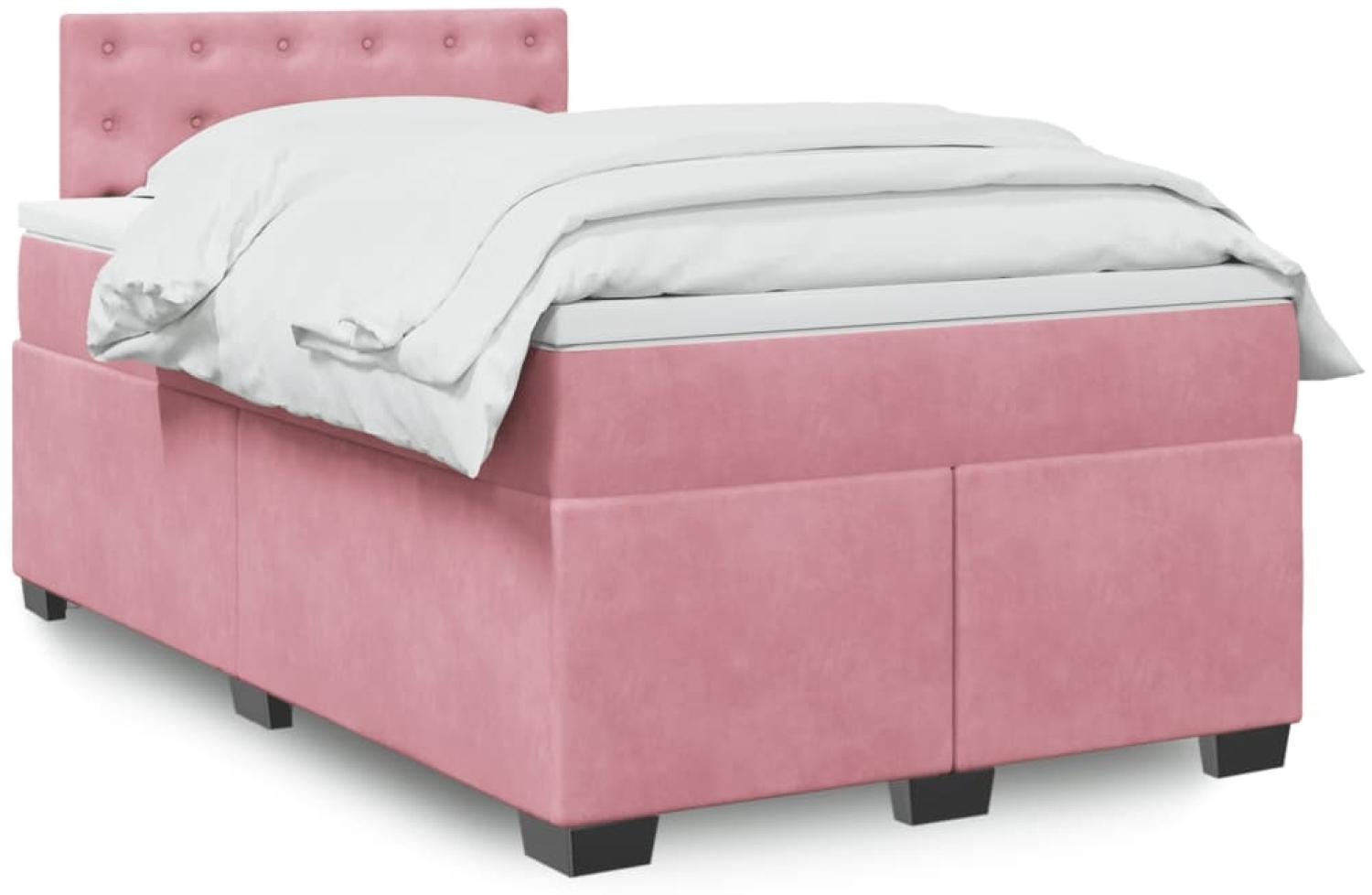 vidaXL Boxspringbett mit Matratze Rosa 120x200 cm Samt 3288599 Bild 1