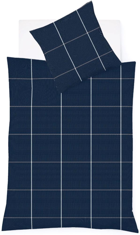 Fleuresse Lech Edelflanell Bettwäsche 135x200 Karo indigo blau 604311-02 Bild 1