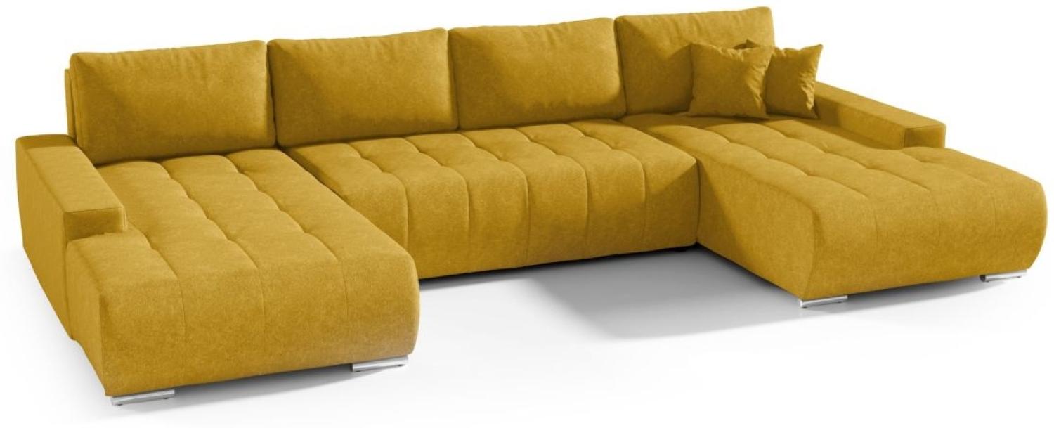 Wohnlandschaft Sofa mit Schlaffunktion VOGAR Stoff Aston Gelb Bild 1