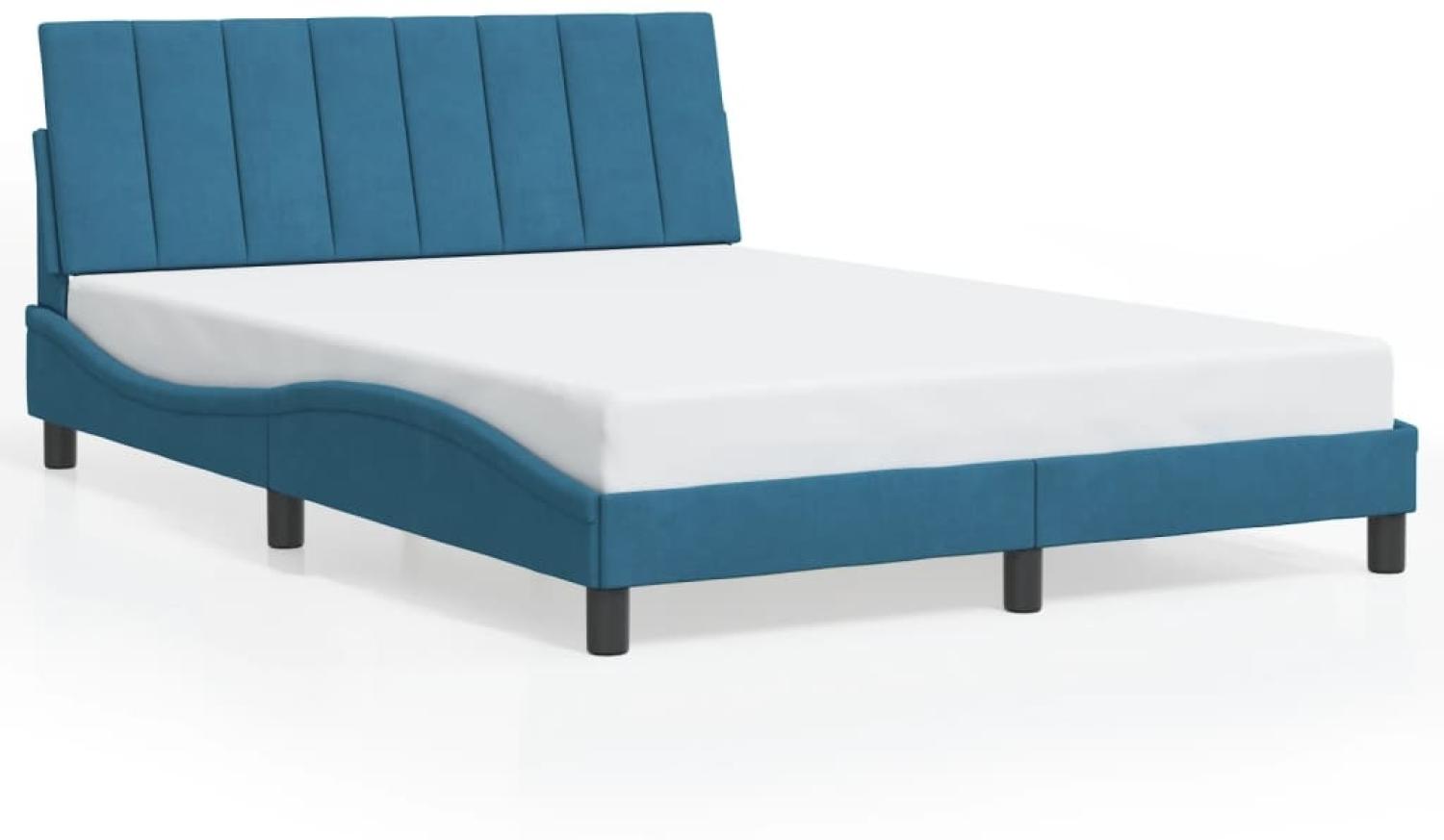 vidaXL Bettgestell ohne Matratze "Hanko" Blau 140x190 cm Samt 3207847 Bild 1