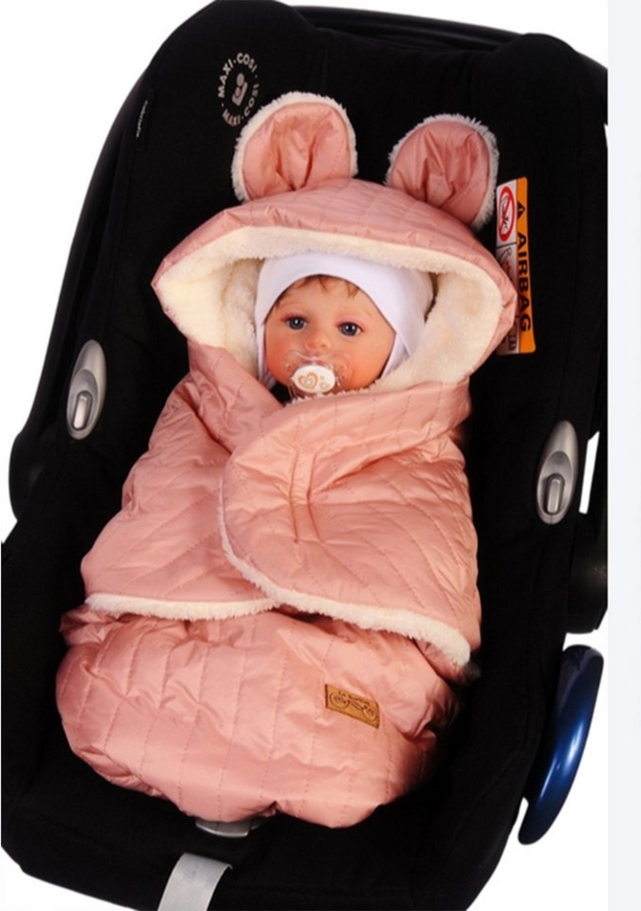 Einschlagdecke Einschlagdecke für Babyschale Autositz Baby Decke 0-3Mon, La Bortini, warm gefüllt, weich gefuttert, mit Klettverschluss, Universal Bild 1