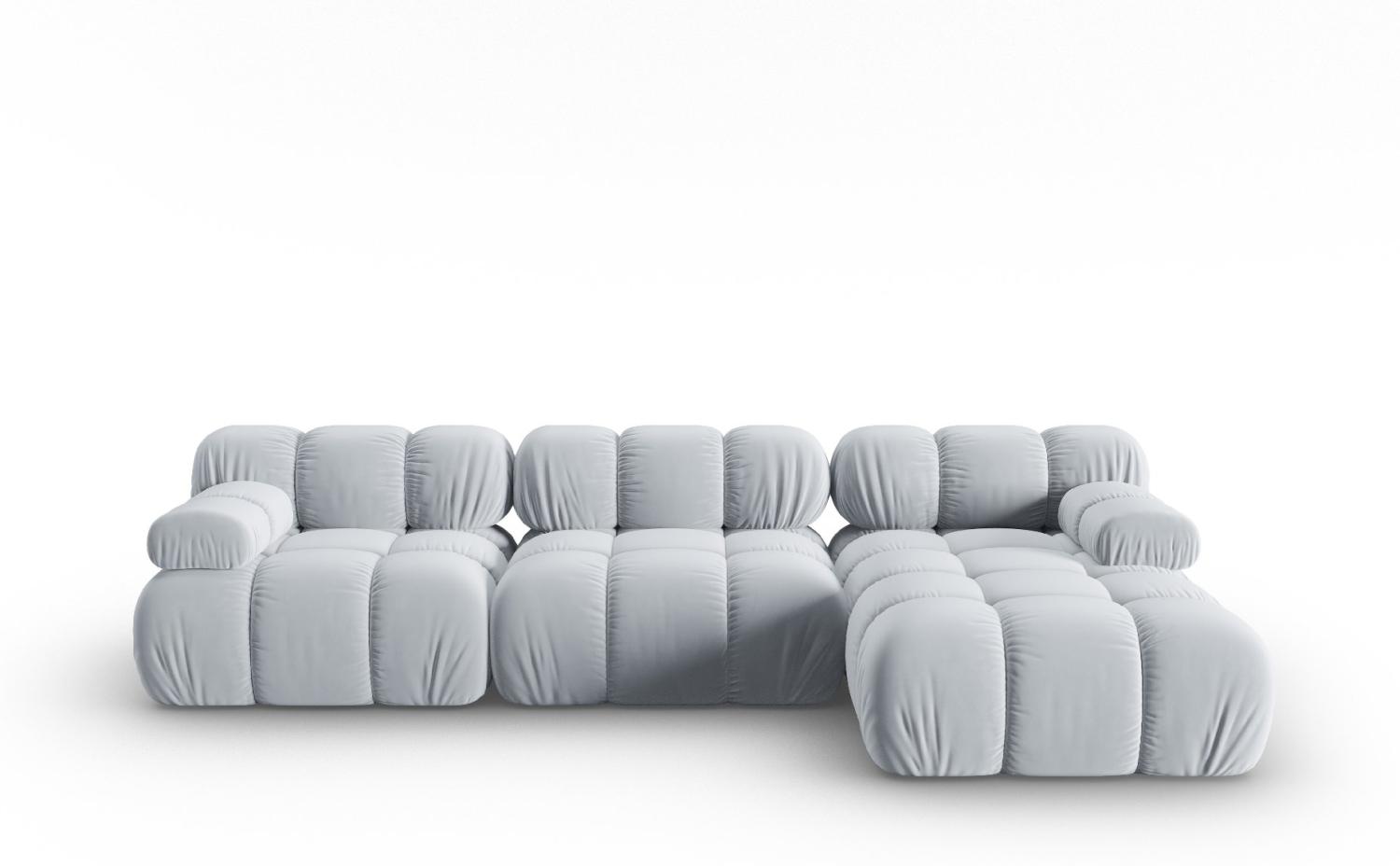 Micadoni Modulares Ecksofa Bellis 4-Sitzer Rechts Samtstoff Hellblau Bild 1