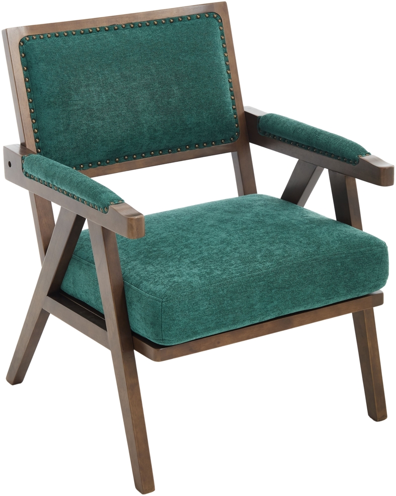 LVHOM Loungesessel mit Armlehne, Polstersessel aus Linen, Massivholzgestell, für Wohnzimmer, Büro, Schlafzimmer, Grün Bild 1