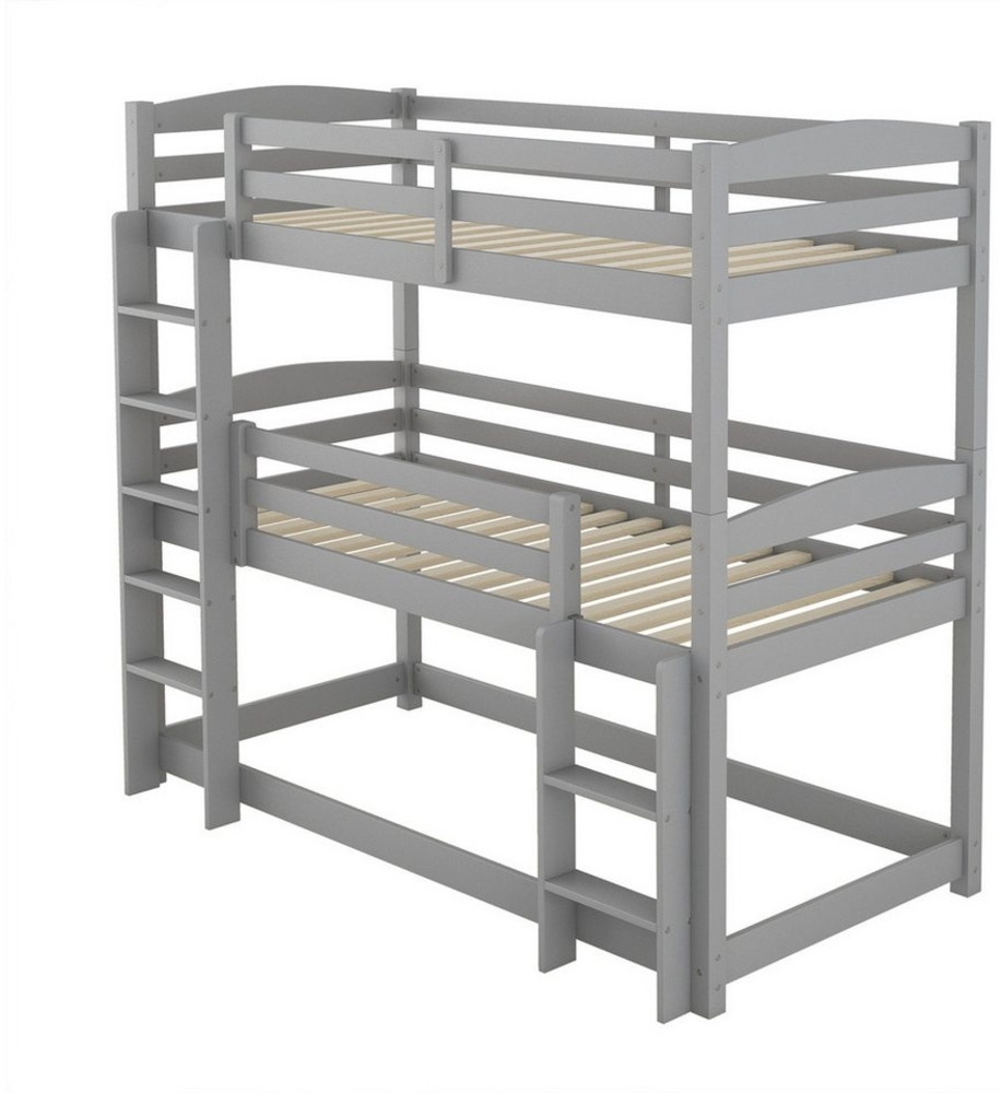 autolock Kinderbett Hochbett,Single-Size-Holz-Dreier-Etagenbett für Kinder,90*200cm Bild 1