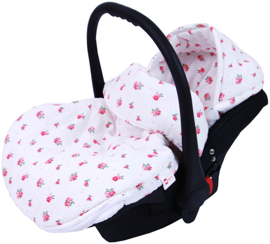 BabyLux Fußsack Sommerfußsack 90cm für Babyschale, Kinderwagen & Buggy Frühling Herbst, md2 - Musselin Röschen Fußsack Bild 1