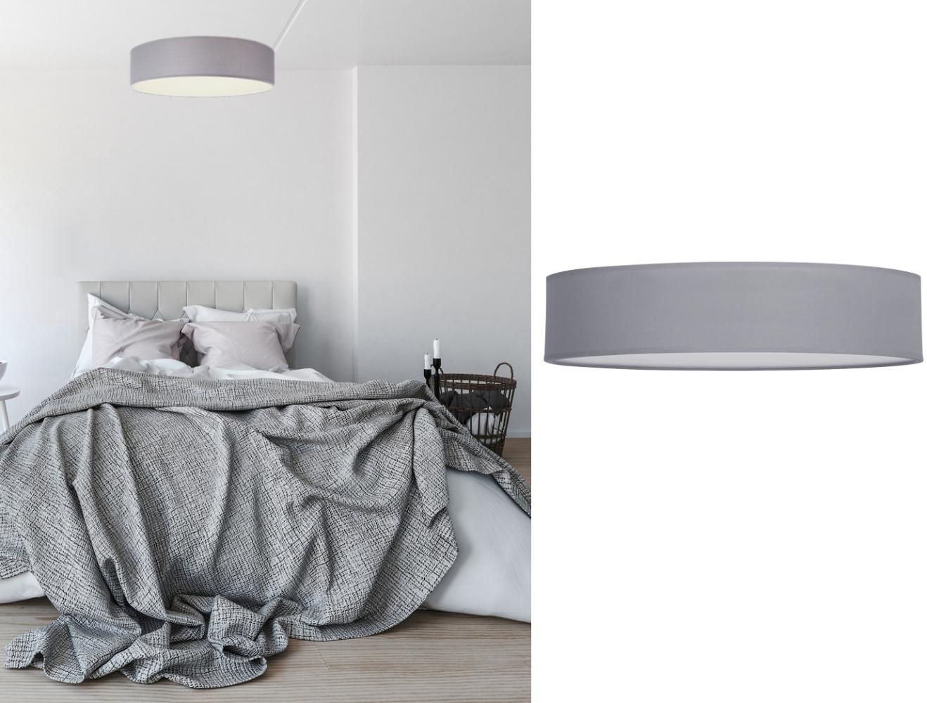 smartwares LED Deckenleuchte, Dimmfunktion, LED wechselbar, Warmweiß, große mit Stoff Lampen-schirm Grau Design-klassiker Treppenhaus Ø 50cm Bild 1