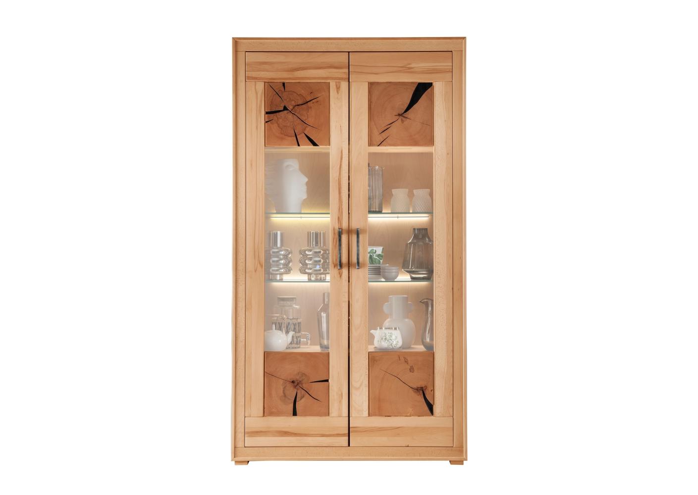 Vitrine >WZ-0315< (BxHxT: 106x201x40 cm) in natur geölt - 106x201x40 (BxHxT) Bild 1