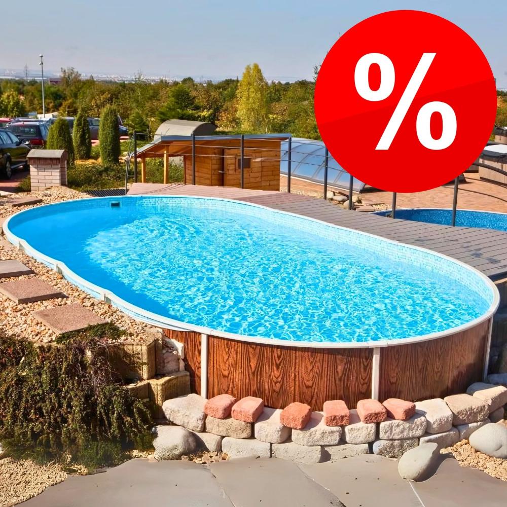 Azuro Deluxe Stahlwandpool mit Holzoptik Oval 730 x 370 x 120 cm Bild 1