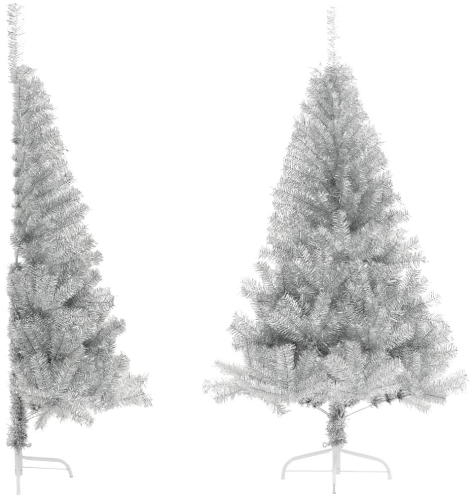 vidaXL Künstlicher Halb-Weihnachtsbaum mit Ständer Silber 120 cm PET 344695 Bild 1