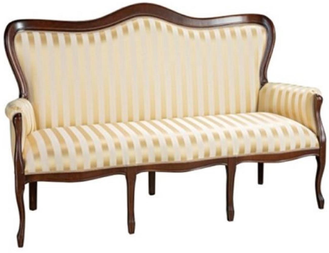 Casa Padrino Luxus Barock Sofa mit Streifen Gold / Dunkelbraun 184 x 81 x H. 107 cm - Gestreiftes Wohnzimmer Sofa im Barockstil - Barock Wohnzimmer Möbel Bild 1