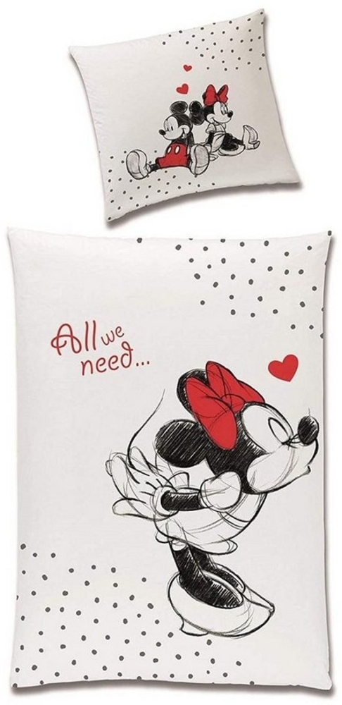 Disney Mickey und Minnie Mouse Wende Bettwäsche Set für Partner 135x200 cm 80x80 cm (2-tlg. ) Bild 1