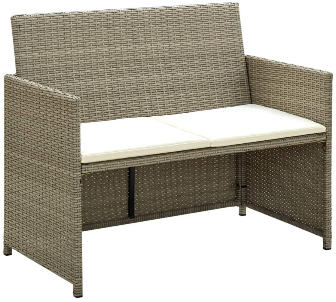 vidaXL 2-Sitzer-Gartensofa mit Polstern Beige Poly Rattan 46396 Bild 1