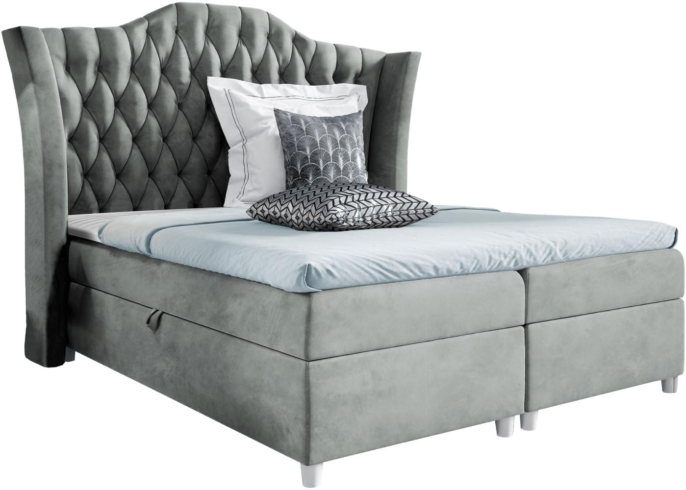 Boxspringbett 'Corigo' grau 140 x 200 cm Bild 1