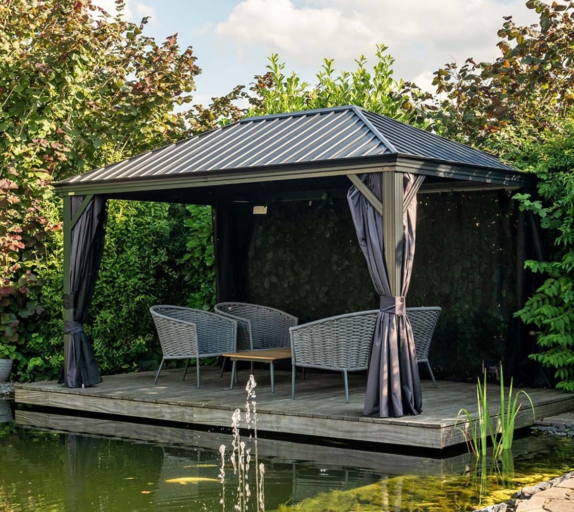 Sojag Alu Pavillon Marsala 1014 | Hardtop Pavillon mit Moskitonetz | Anthrazit | 298x423x278 cm Bild 1