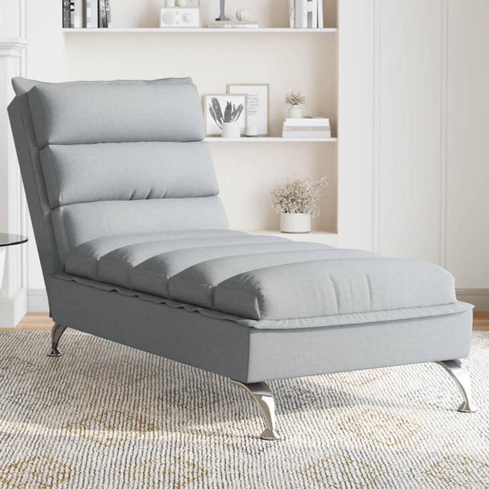 vidaXL Chaiselongue mit Kissen Hellgrau Stoff 379468 Bild 1