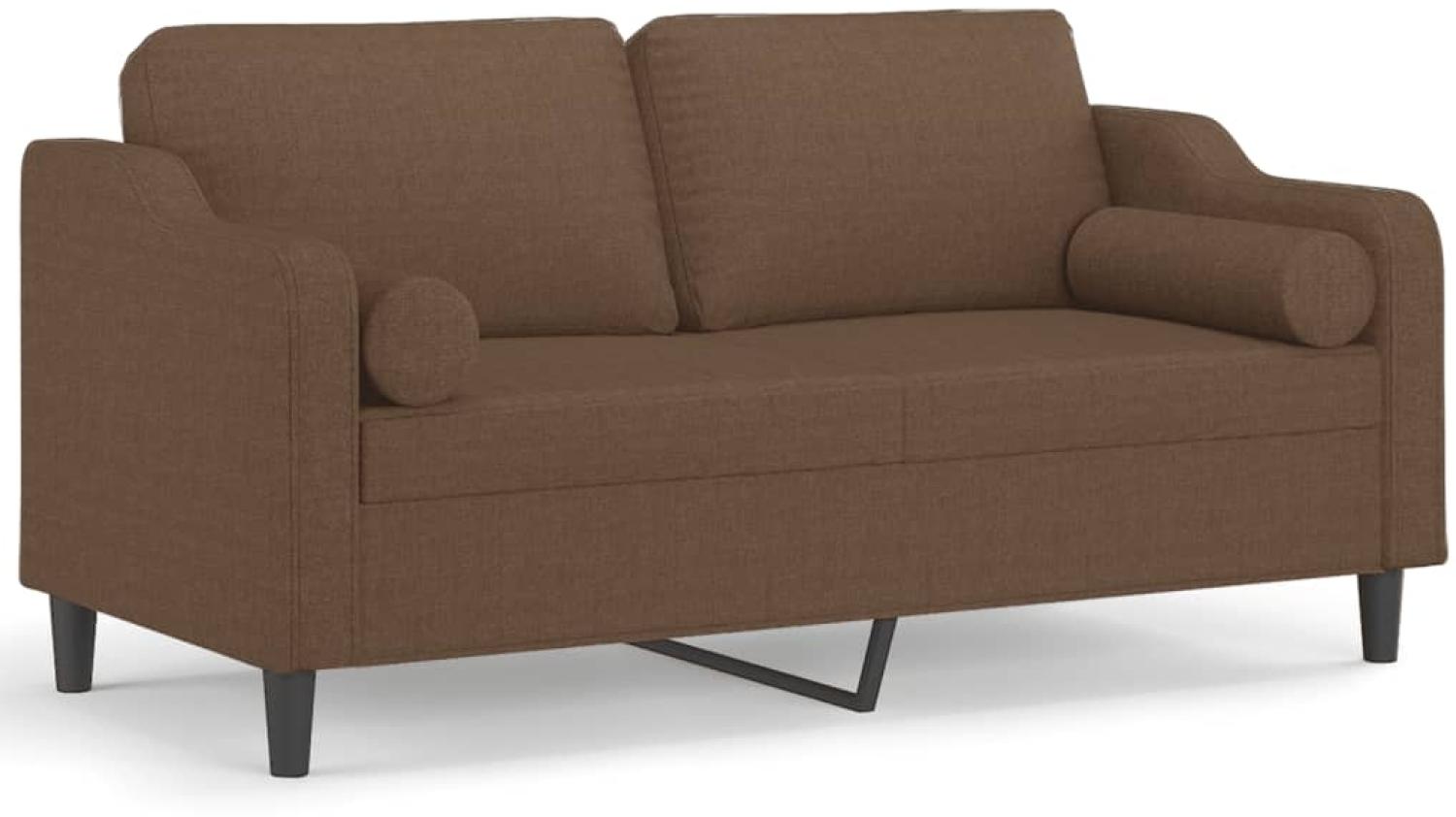 vidaXL 2-Sitzer-Sofa mit Zierkissen Braun 140 cm Stoff 3200848 Bild 1