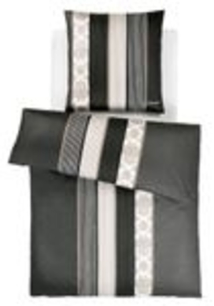 JOOP! Bettwäsche Ornament Stripes 4022 09 Schwarz Mako Satin 240 x 220 + 2x 80 x 80 cm Bild 1