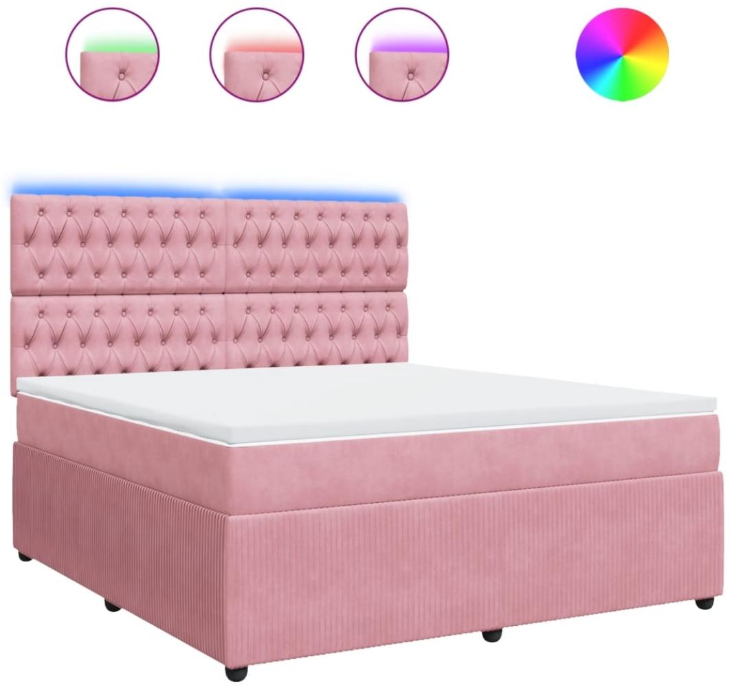 vidaXL Boxspringbett mit Matratze Rosa 180x200 cm Samt 3294717 Bild 1