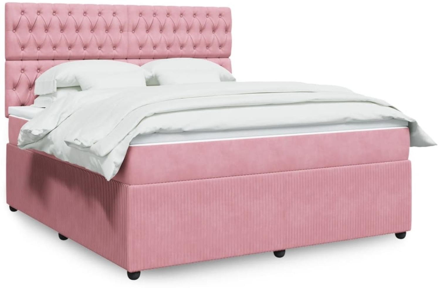 vidaXL Boxspringbett mit Matratze Rosa 180x200 cm Samt 3294717 Bild 1