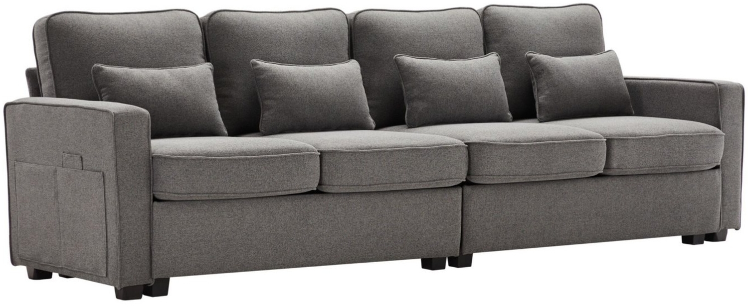 SeedWave Big-Sofa 4-Sitzer großes Sofa, 264cm breites Leinen-Polstersofa, Recamiere mit vier Lendenkissen,Big Sofa Für das Wohnzimmer Bild 1