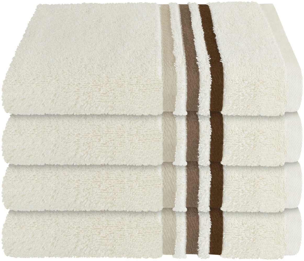 Schiesser Handtuch Skyline, 4er Set, mit Webbordüre, 100% Baumwolle Creme Bild 1