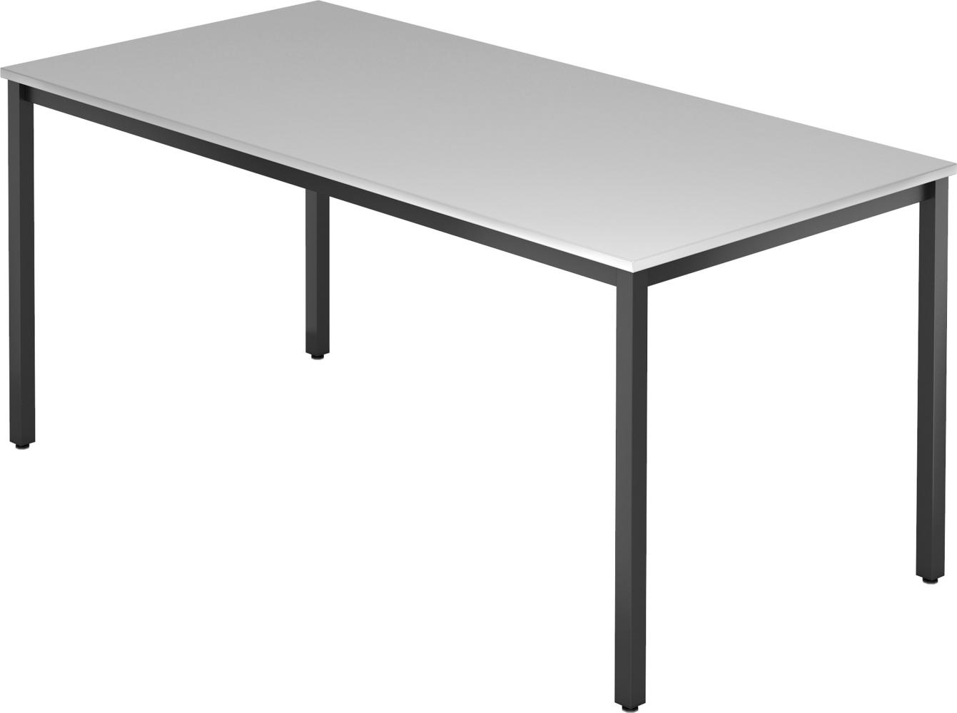 bümö Multifunktionstisch grau, Tisch 160 x 80 cm, Tischfuß vierkant in schwarz - einfacher Tisch, Besprechungstisch System D-Serie, Konferenztisch, Meetingtisch, Mehrzwecktisch, Pausentisch, DQ16-5-D Bild 1