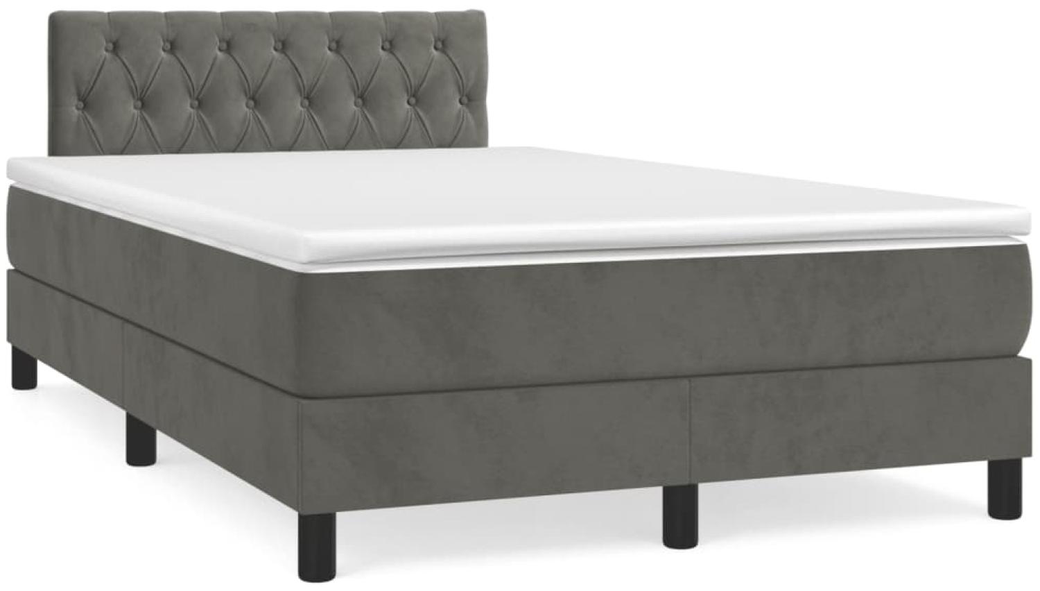 vidaXL Boxspringbett mit Matratze & LED Dunkelgrau 120x190 cm Samt 3270172 Bild 1