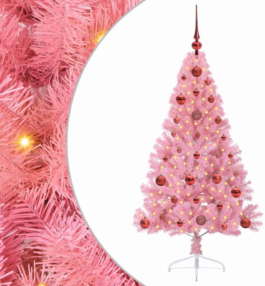 vidaXL Künstlicher vorbeleuchteter Weihnachtsbaum Rosa 120 cm PVC 3397050 Bild 1
