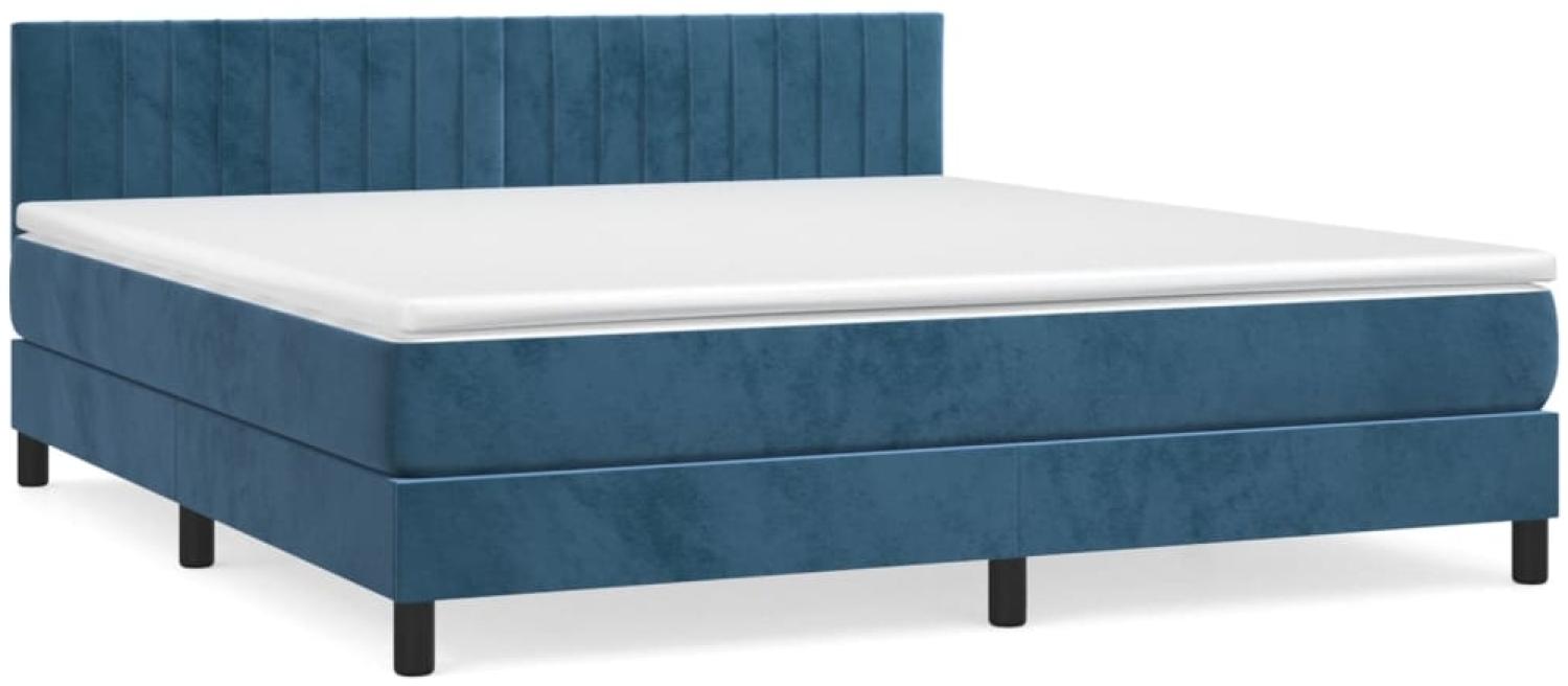 vidaXL Boxspringbett mit Matratze Dunkelblau 160x200 cm Samt 3141435 Bild 1