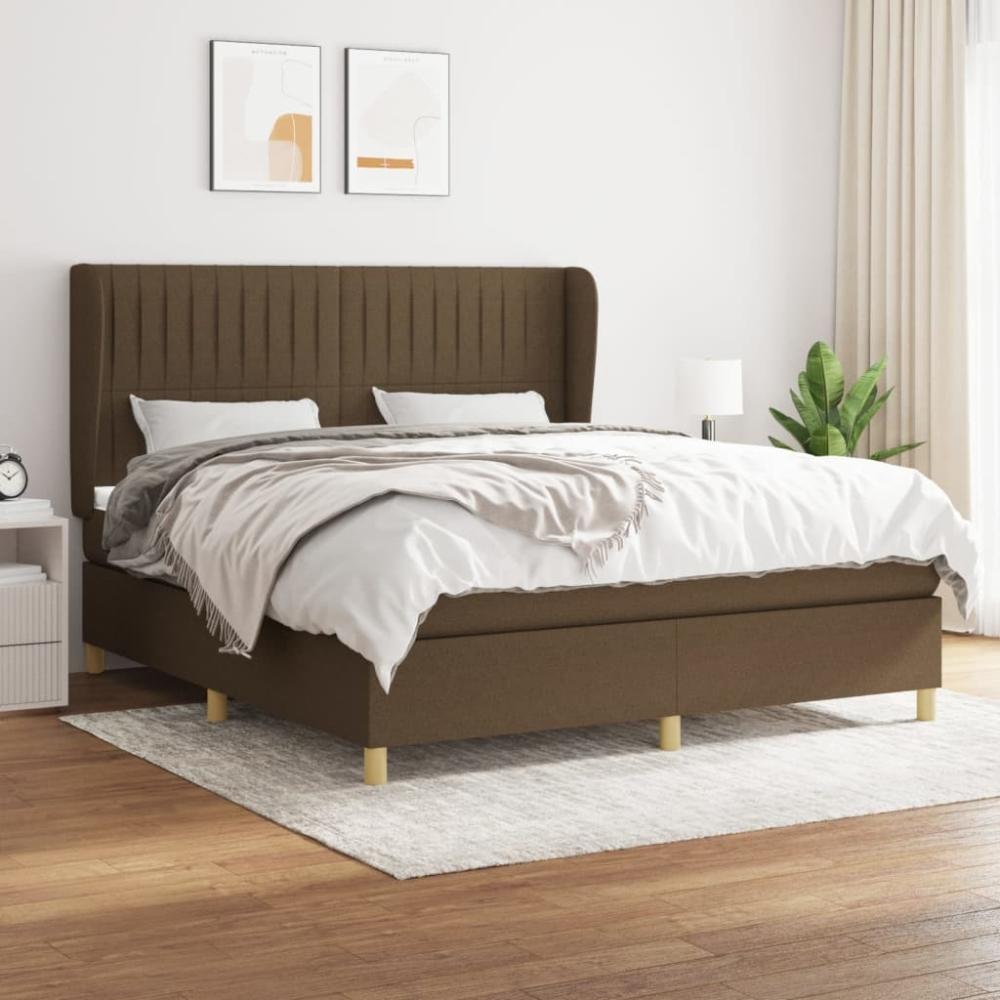 Boxspringbett mit Matratze Stoff Dunkelbraun 160 x 200 cm, Härtegrad: H2 [3128696] Bild 1