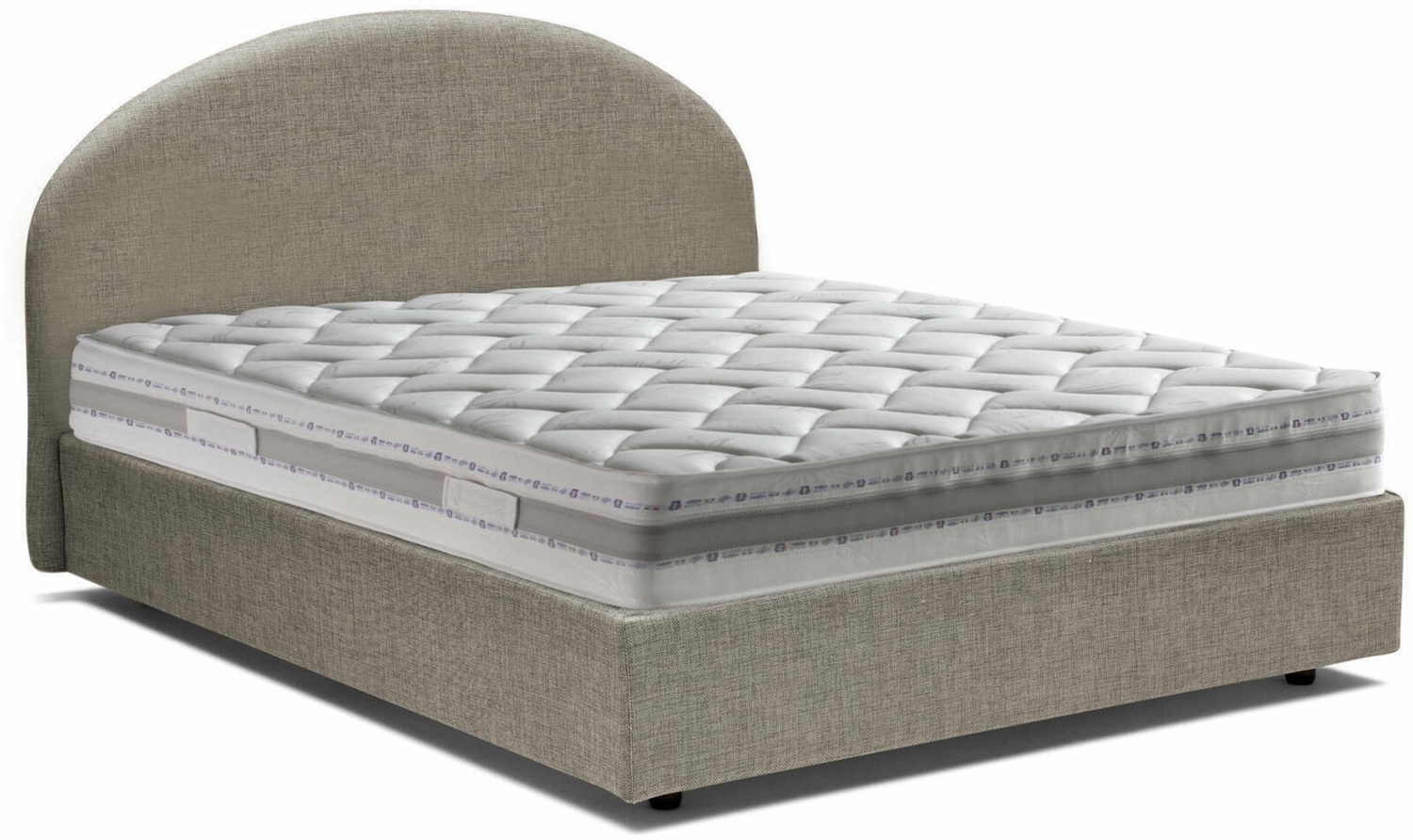 Dmora Doppelbett Acy, Bettkasten mit Stoffbezug, 100 % Made in Italy, Öffnung vorne, inklusive Matratze 120 x 190 cm, taubengrau Bild 1